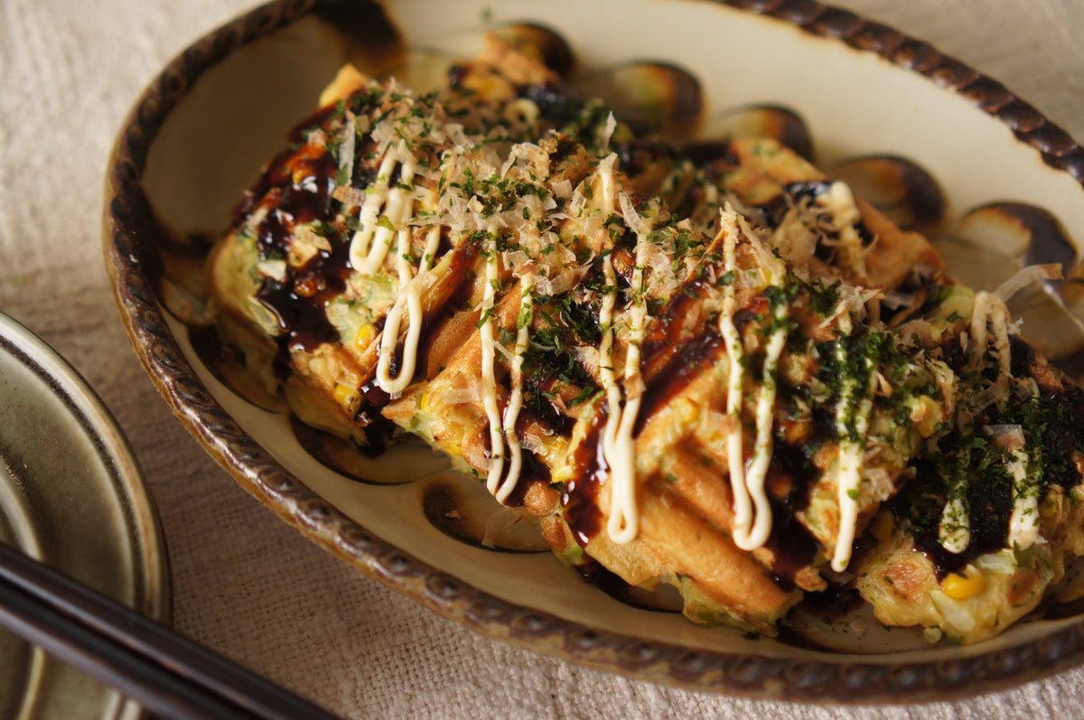 とうもろこしのお好み焼き(ワッフル&ホットサンドベーカー)