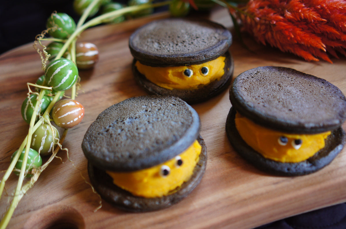 かぼちゃあんのハロウィンどら焼き(ワッフル&ホットサンドベーカー+パンケーキプレート)