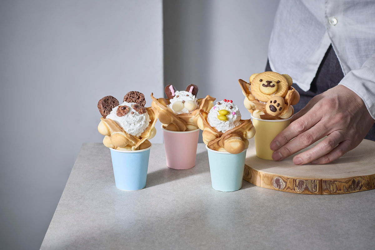 動物デコレーションのクレープ風エッグワッフル(エッグワッフル&ホットサンドベーカー)