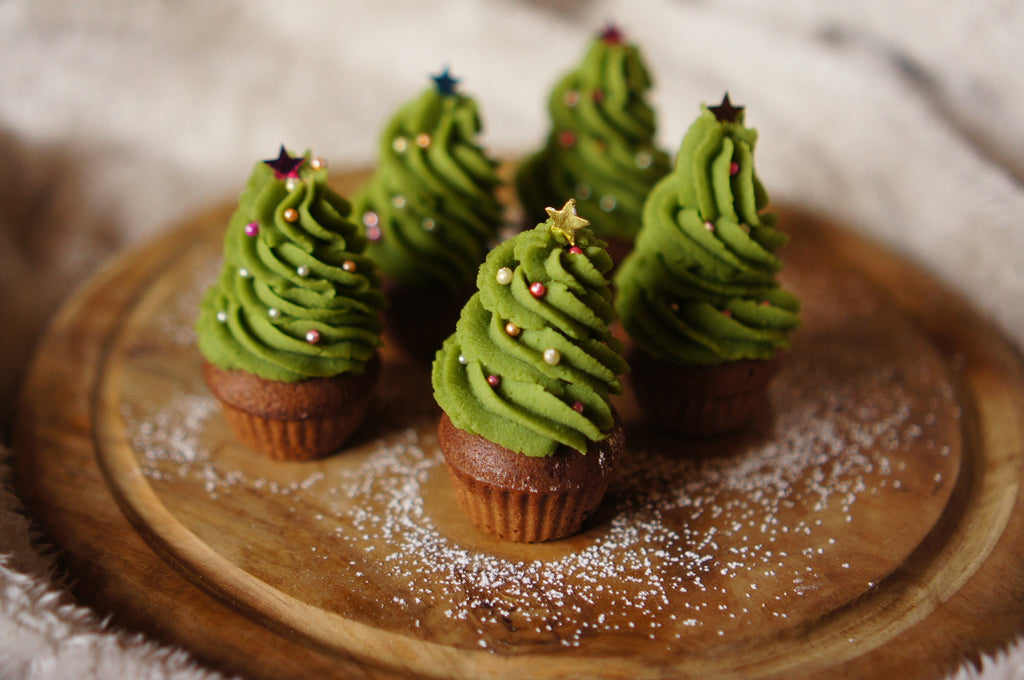 抹茶スイートポテトのココアマフィンツリー（ワッフル＆ホットサンドベーカー+カップケーキプレート）