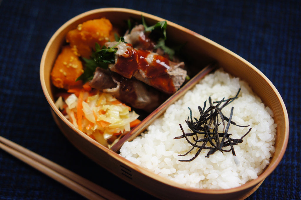 茄子と豆苗の肉巻き、韓国風甘辛ダレ弁当（フードスチーマー/フードスチーマープラス）