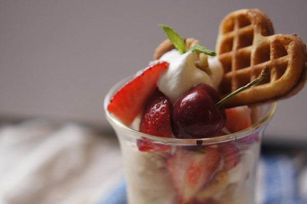 ハートワッフルのフルーツパルフェ